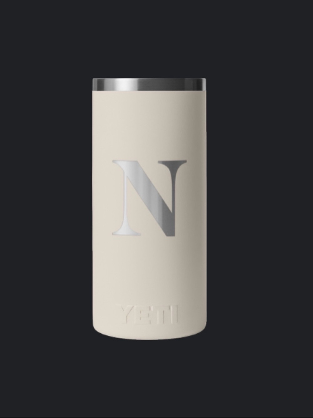 Yeti Cream Tumbler with Silver 'N' Monogram